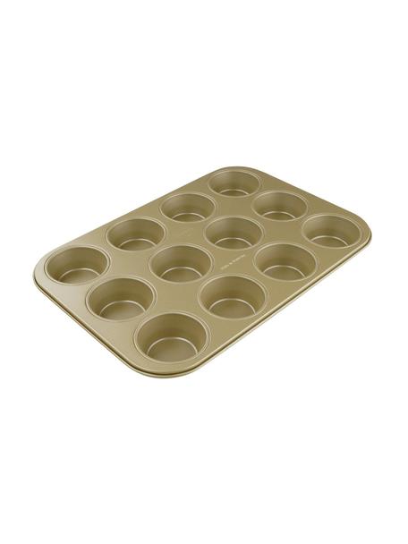 Moule à muffins avec revêtement antiadhésif Goldig, Acier avec revêtement antiadhésif, Couleur dorée, larg. 27 x long. 39 cm