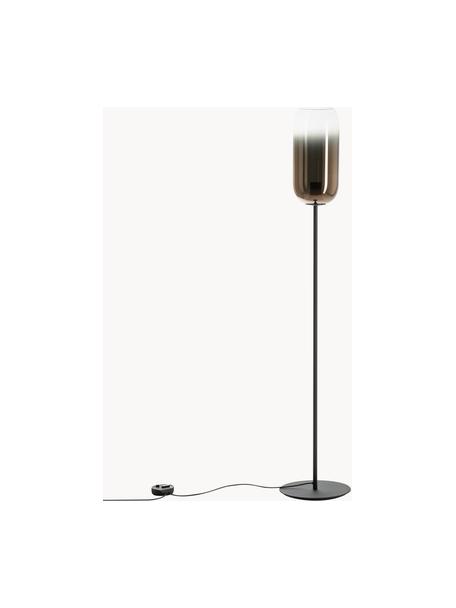 Lampa podłogowa ze szkła dmuchanego Gople, Stelaż: aluminium powlekane, Brązowy, czarny, W 170 cm