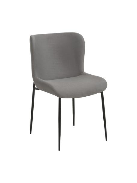 Gestoffeerde stoel Tess in grijs, Bekleding: polyester, Poten: gepoedercoat metaal, Geweven stof grijs, zwart, B 49 x H 84 cm