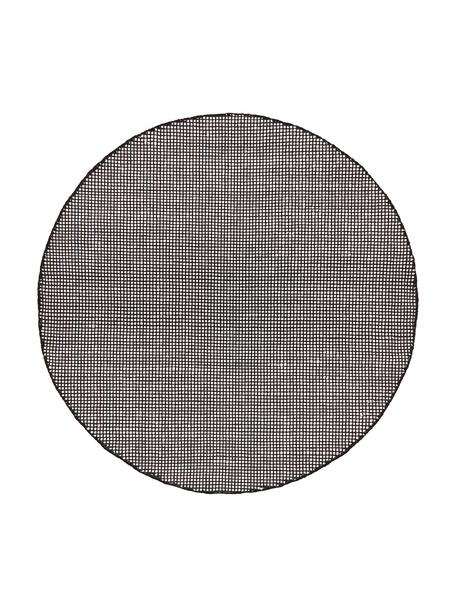 Okrúhly ručne tkaný vlnený koberec Amaro, Čierna, krémovobiela, Ø 140 cm (veľkosť M)