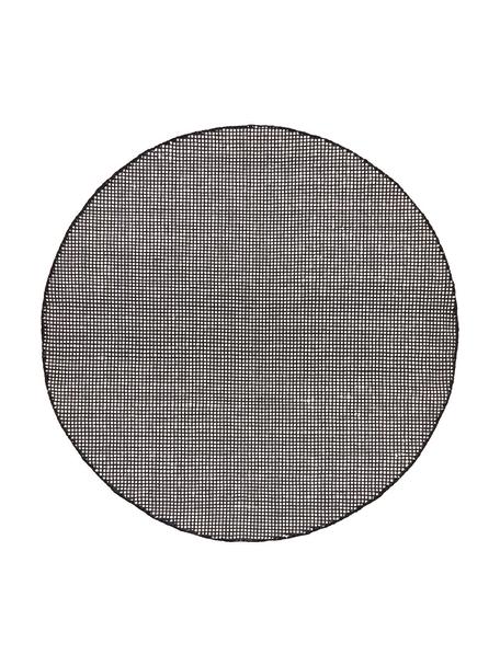Alfombra redonda de lana tejida a mano Amaro, Parte superior: 100% lana, Reverso: 100% algodón Las alfombra, Negro, blanco crema, Ø 140 cm (Tamaño M)
