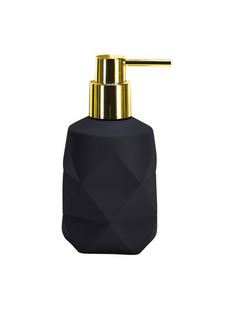 Distributeur de savon Crackle, Noir, couleur dorée, Ø 8 x haut. 17 cm
