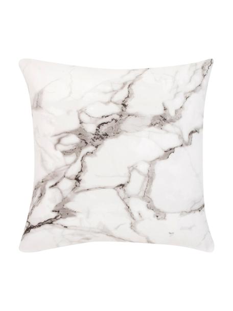 Federa arredo effetto marmo Malin, Tessuto: percalle, Modello in marmo, bianco, Larg. 45 x Lung. 45 cm