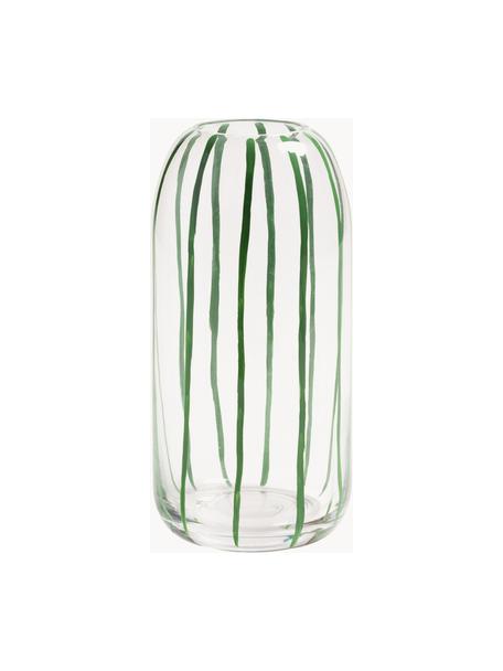 Vaso in vetro dipinto a mano Sweep, Vetro, Trasparente, verde scuro, Ø 10 x Alt. 21 cm