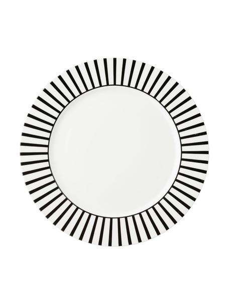 Platos llanos Ceres Loft, 4 uds., Porcelana, Blanco, negro, Ø 26 x Al 2 cm
