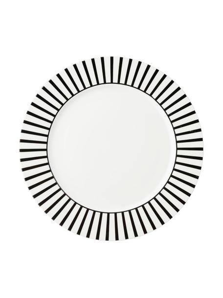 Plytký tanier s pruhmi Ceres Loft, 4 ks, Porcelán, Biela, čierna, Ø 26 x V 2 cm