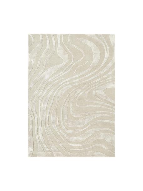 Handgetuft kortpolig vloerkleed Winola met hoog-laag structuur, Gebroken wit, B 80 x L 150 cm (maat XS)