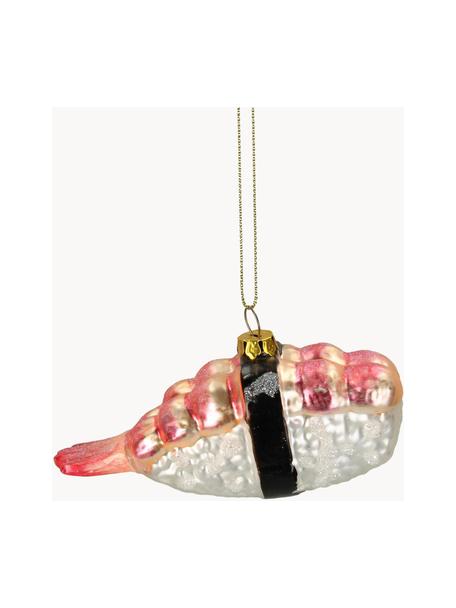 Ozdoba na stromeček Sushi Shrimp, Sklo, Růžová, stříbrná, černá, Š 10 cm, V 4 cm