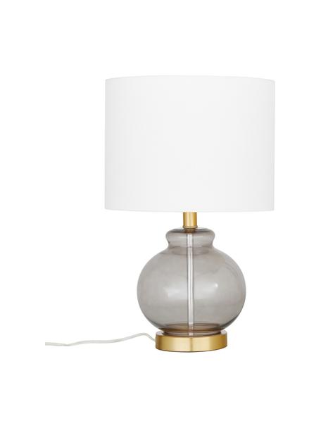 Lampada da tavolo con base in vetro Natty, Paralume: tessuto, Base della lampada: vetro, Bianco, grigio chiaro, Ø 31 x Alt. 48 cm