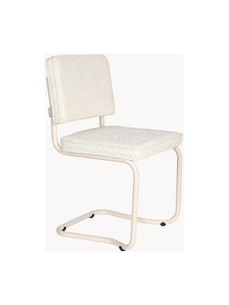 Cantilever stoel Kink, 2 stuks, Bekleding: teddyvacht (nylon, polyes, Frame: gecoat aluminium, Teddyvacht gebroken wit, crèmewit, B 48 x D 50 cm