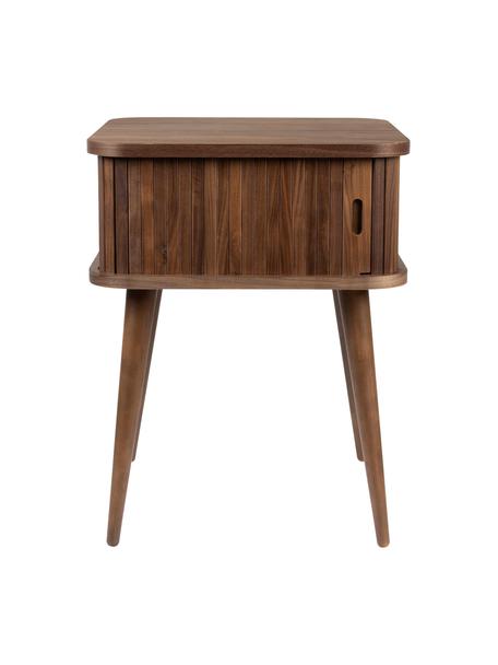 Dřevěný noční stolek s posuvnými dvířky Barbier, Tmavě dubové dřevo, Š 45 cm, V 59 cm