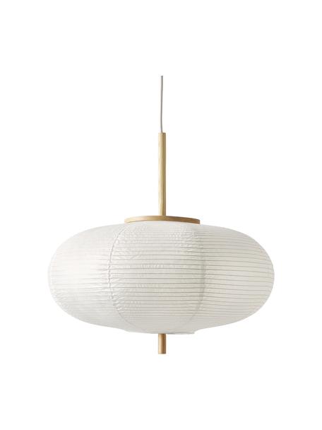 Designová závěsné svítidlo z rýžového papíru Misaki, Bílá, světlé dřevo, Ø 52 cm, V 150 cm