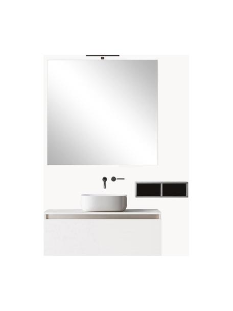 Set lavabo Perth, 5 pzas., Estante: tablero de fibra de densi, Lámpara: aluminio, Espejo: vidrio, Parte trasera: plástico ABS, Blanco, Set de diferentes tamaños