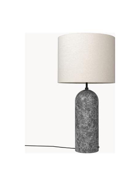 Kleine dimmbare Stehlampe Gravity mit Marmorfuss, Lampenschirm: Stoff, Hellbeige, Dunkelgrau marmoriert, H 120 cm