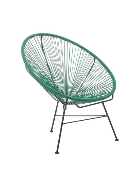 Loungesessel Bahia aus Kunststoff-Geflecht, Sitzfläche: Kunststoff, Gestell: Metall, pulverbeschichtet, Grün, B 81 x T 73 cm