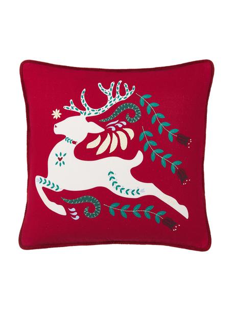 Poťah na vankúš s vianočným motívom Prancer, Červená, biela, Š 45 x D 45 cm