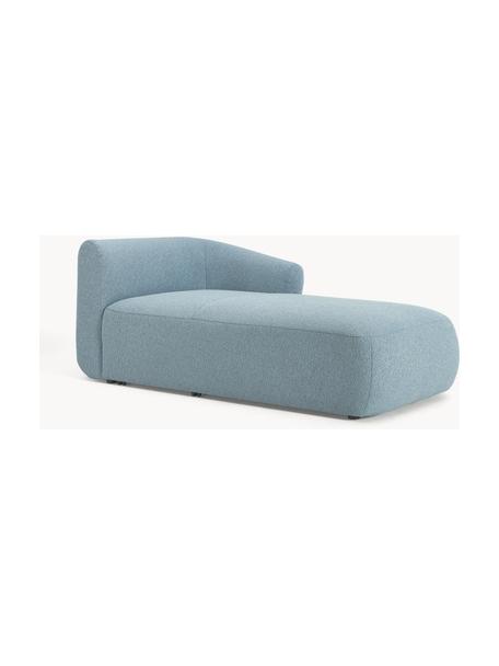 Módulo diván en tejido bouclé Sofia, Tapizado: tejido bouclé (100% polié, Estructura: madera de abeto, tablero , Patas: plástico Este producto es, Bouclé azul, An 185 x F 92 cm, chaise longue derecha