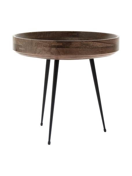 Tavolino in legno di mango Bowl, Gambe: acciaio verniciato a polv, Legno di mango laccato scuro, Ø 40 x Alt. 38 cm