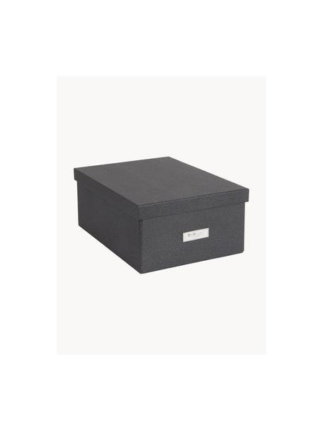 Skládací skladovací box Karin, 29 x H 39 cm, Plátno, pevný karton, Antracitová, Š 29 cm, D 39 cm