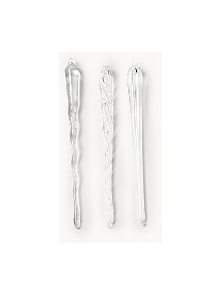 Set di 3 addobbi albero di Natale Icicle, Vetro, Trasparente, Larg. 44 x Alt. 126 cm