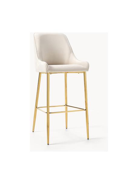 Sametová barová židle Ava, Světle béžová, lesklá zlatá, Š 48 cm, V 107 cm