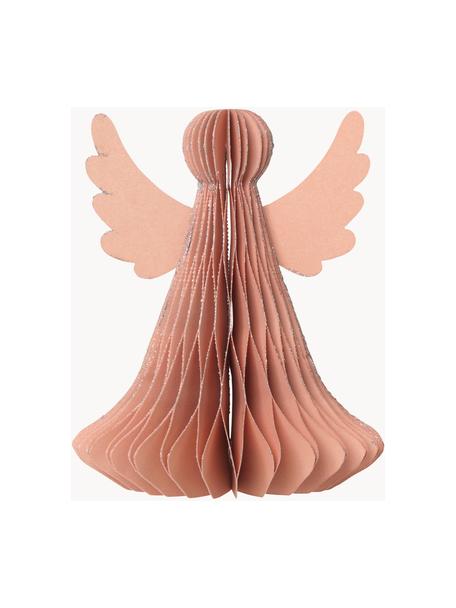 Piezas decorativas Angel, 2 uds., Papel, Rosa palo, Ø 10 x Al 13 cm