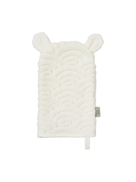 Waschlappen Wave aus Bio-Baumwolle, 100% Biobaumwolle, Gebrochenes Weiß, B 15 x L 22 cm