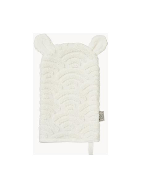 Baby-Waschhandschuh Wave aus Bio-Baumwolle, 100 % Biobaumwolle, Off White, B 15 x L 22 cm
