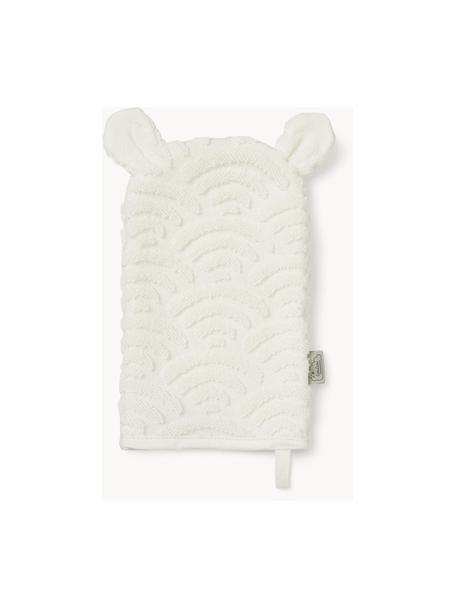 Baby-Waschhandschuh Wave aus Bio-Baumwolle, 100 % Biobaumwolle, Off White, B 15 x L 22 cm