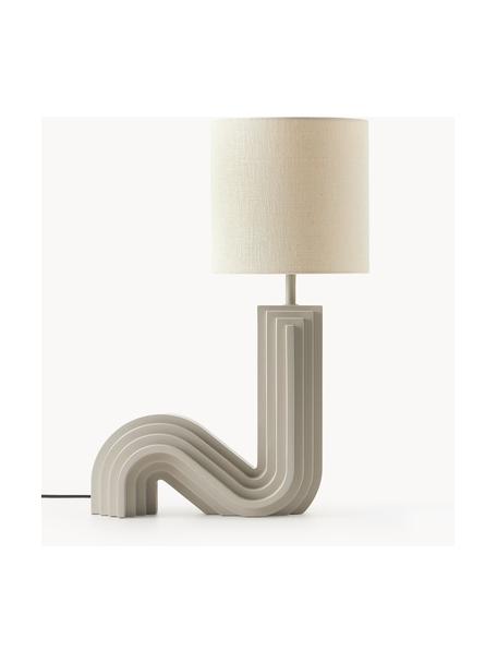 Design Tischlampe Luomo, Lampenschirm: Leinenstoff, Beige, Greige, B 43 x H 61 cm