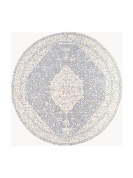 Okrągły ręcznie tkany dywan szenilowy Neapel, Szaroniebieski, kremowobiały, Ø 200 cm (Rozmiar L)
