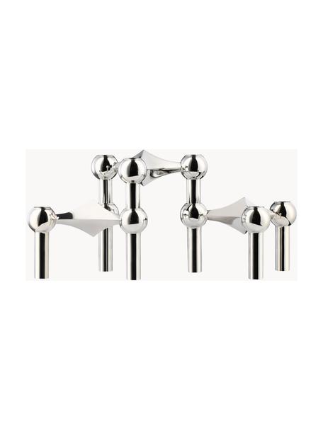 Kerzenhalter Stoff Nagel, 3-er Set, Metall, beschichtet, Silberfarben, Je Ø 10 x H 7 cm