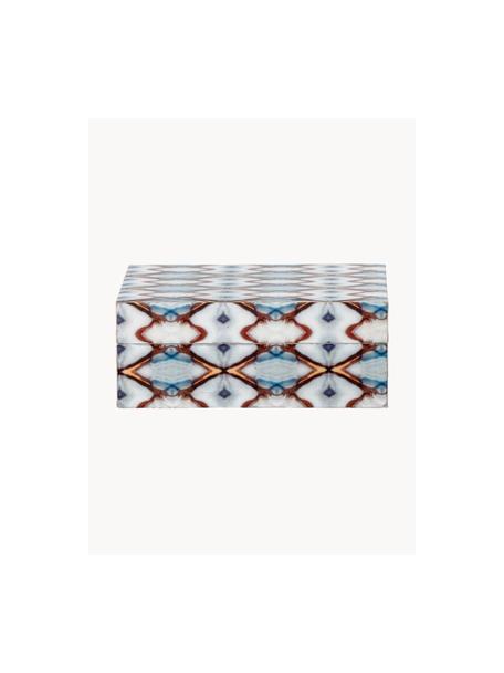 Dekorativní krabička s geometrickým vzorem Domino, Umělá hmota, Odstíny modré, Š 13 cm, V 5 cm