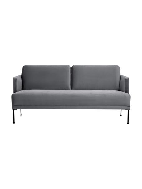Samt-Sofa Fluente (2-Sitzer) mit Metall-Füssen, Bezug: Samt (Hochwertiger Polyes, Gestell: Massives Kiefernholz, FSC, Samt Dunkelgrau, B 166 x T 85 cm