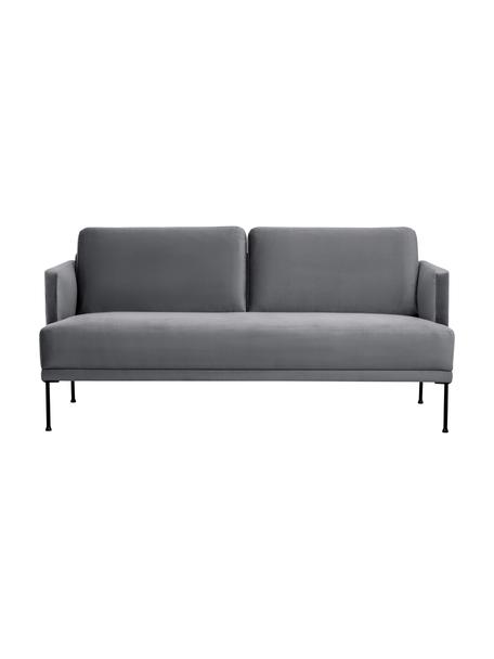 Sofa z aksamitu z metalowymi nogami Fluente (2-osobowa), Tapicerka: aksamit (wysokiej jakości, Stelaż: lite drewno sosnowe z cer, Nogi: metal malowany proszkowo, Ciemnoszary aksamit, S 166 x G 85 cm