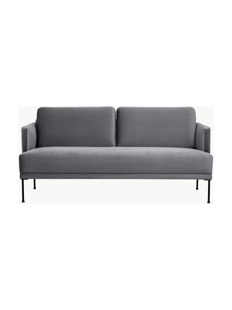 Samt-Sofa Fluente (2-Sitzer), Bezug: Samt (Hochwertiger Polyes, Gestell: Massives Kiefernholz, FSC, Füße: Metall, pulverbeschichtet, Samt Dunkelgrau, B 166 x T 85 cm