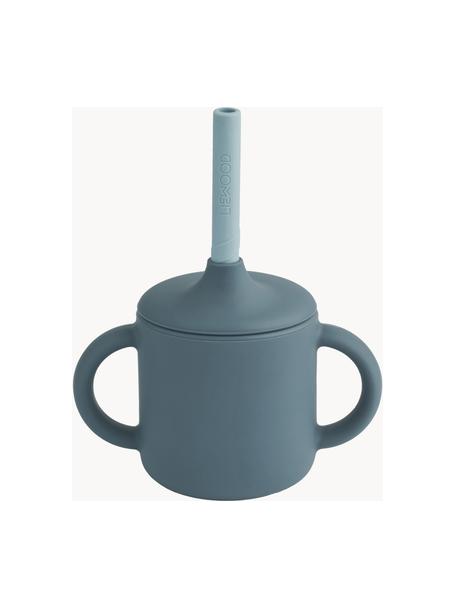 Tazza con cannuccia Cameron, Silicone, Grigio blu, azzurro, Ø 12 x Alt. 10 cm, 140 ml