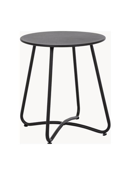 Runder Garten-Couchtisch Wissant, Metall, beschichtet, Schwarz, Ø 40 x H 45 cm