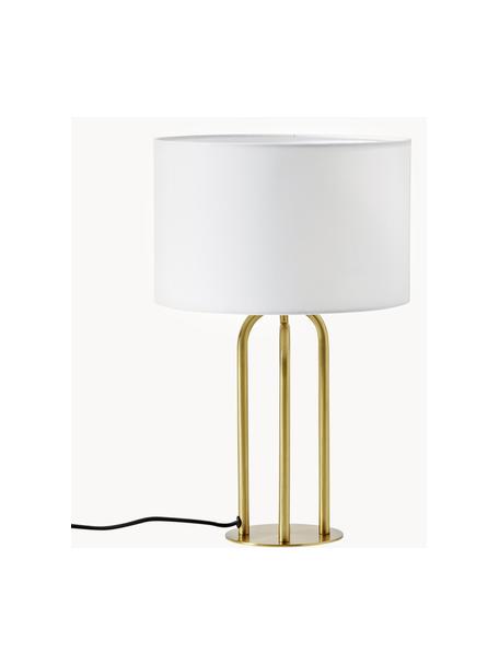 Lampada da tavolo Gianna, Paralume: tessuto, Struttura: metallo, Bianco latte, ottonato, Ø 27 x Alt. 42 cm