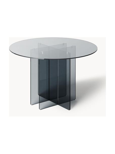 Ronde glazen eettafel Anouk, Ø 120 cm, Glas, Grijs, transparant, Ø 120 cm