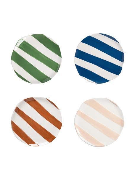 Platos postre artesanales Oblique, 4 uds., Dolomita, Verde, azul, beige, marrón, blanco, Ø 18 cm