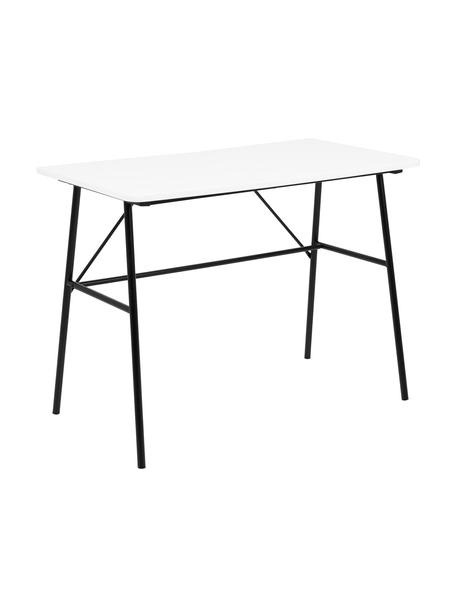 Scrivania Pascal, Gambe: metallo verniciato a polv, Bianco, Larg. 100 x Prof. 75 cm