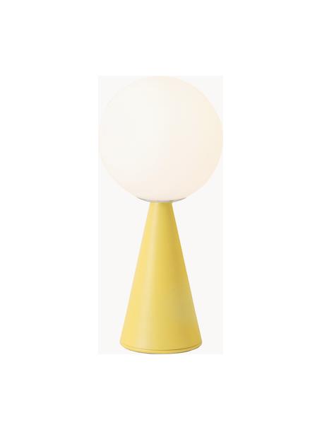 Kleine Tischlampe Bilia, handgefertigt, Lampenschirm: Glas, Weiss, Zitronengelb, Ø 12 x H 26 cm