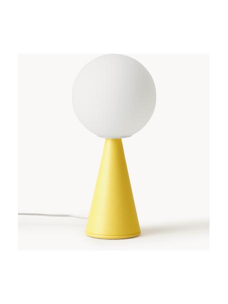 Ręcznie wykonana lampa stołowa Bilia, Stelaż: metal powlekany, Biały, cytrynowy żółty, Ø 12 x 26 cm