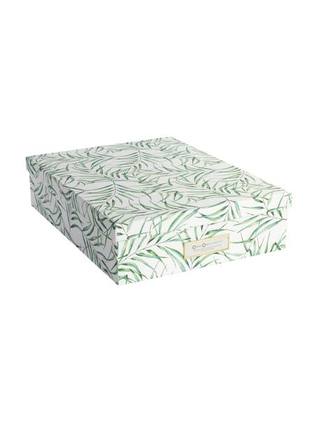 Aufbewahrungsbox Leaf, Fester, laminierter Karton, Weiss, Grün, B 35 x H 9 cm