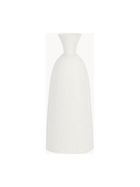 Keramik Design-Vase Striped, H 35 cm, Keramik, Weiss, Ø 14 x H 35 cm