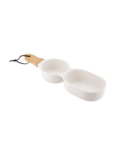 Servírovací mísa s dřevěnou rukojetí Classic, Bílá, kaučukové dřevo, Š 35 cm, H 10 cm