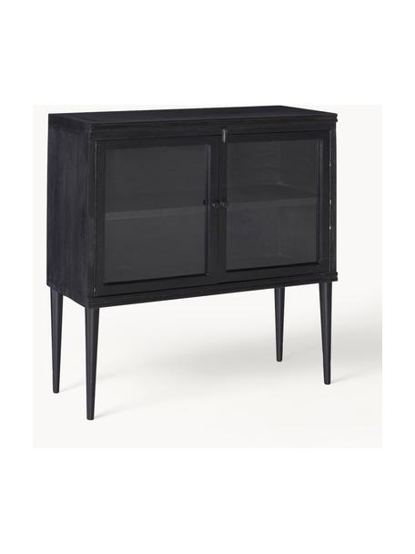 Vitrine Betty aus Mangoholz, Schwarz, B 80 x H 80 cm