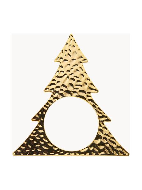Ronds de serviette sapin de Noël Holiday, 4 pièces, Métal, enduit, Doré, Ø 4 cm