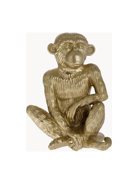 Objet décoratif Monkey, Polyrésine, Couleur dorée, larg. 12 x haut. 15 cm